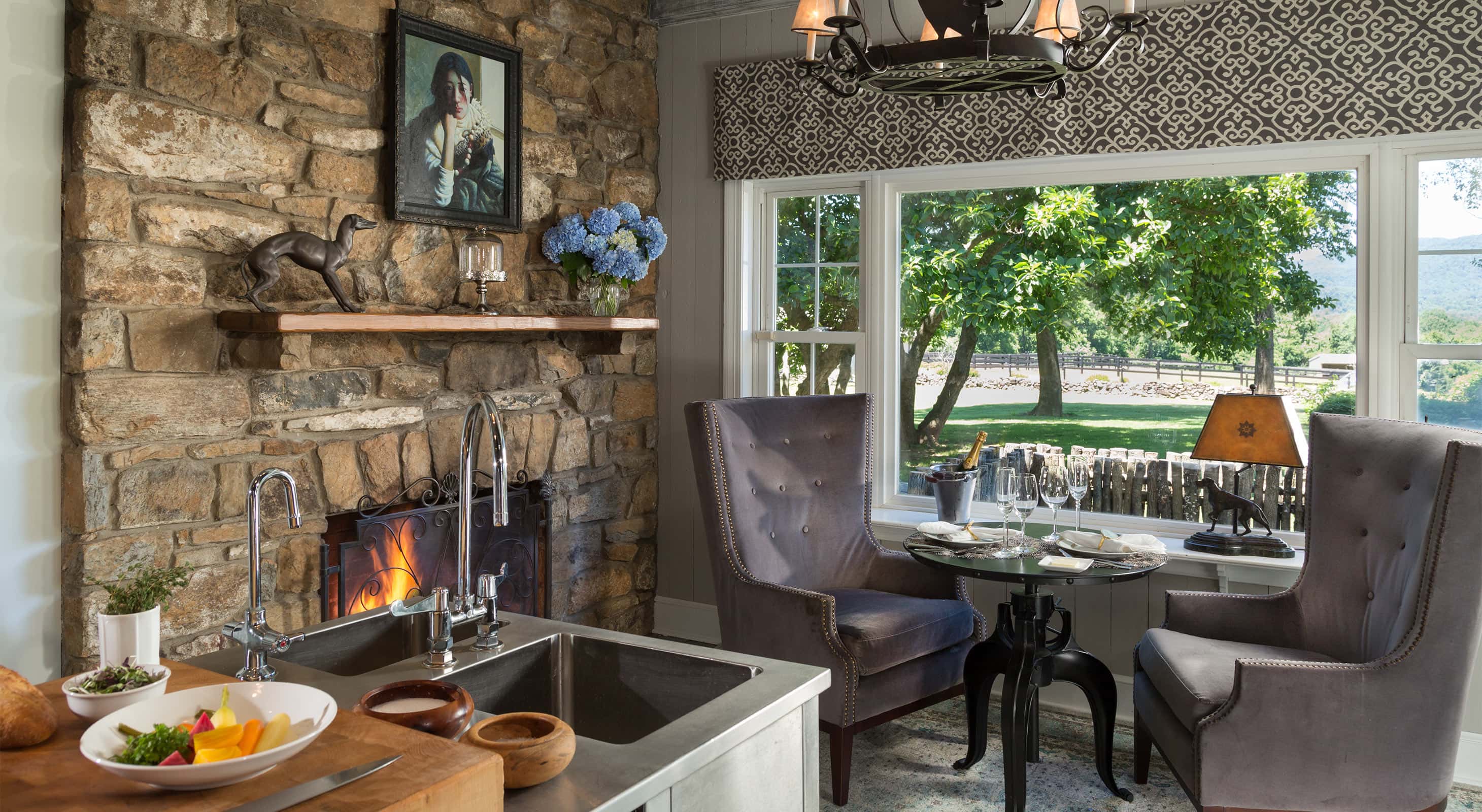 Dining Table in the Kitchen near the fireplace